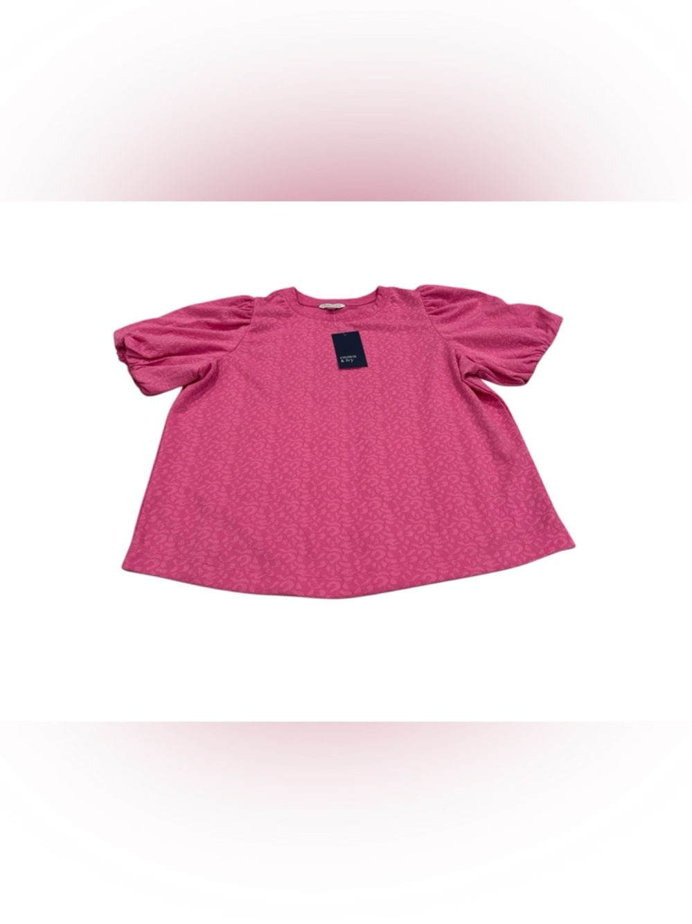 Ladies crown & ivy Pink Puff Sleeve Top